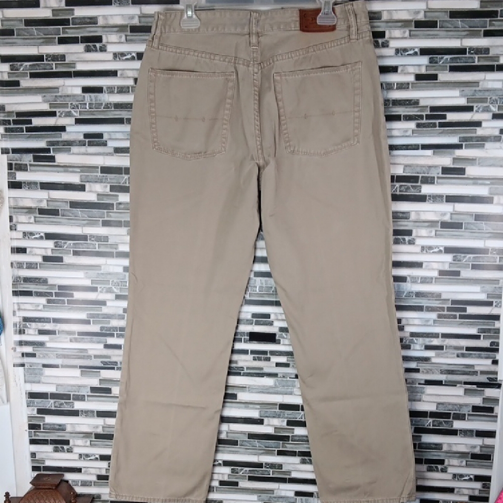Ralph Lauren Polo Tan Dungarees 34x30 Flat Front Quiet Money Academia Preppy